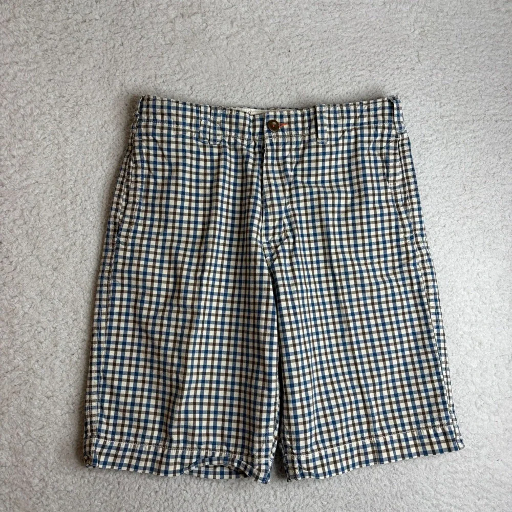 American Eagle Plaid baggy Shorts Mens 34 Blue Brown skater Y2K Longer Length - Picture 1 of 8